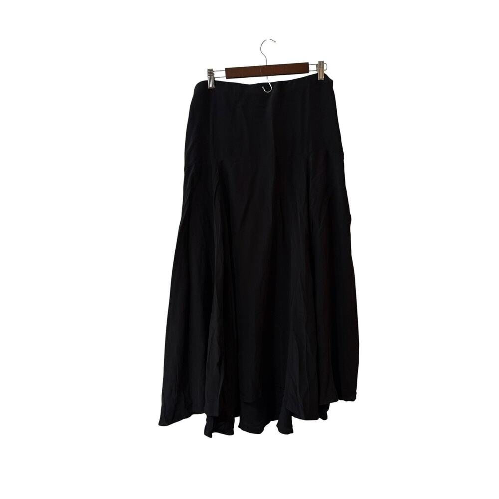 Madewell Circle Midi Skirt Crepe de Chine Jet Black Side Slit Size 14 NWT - Picture 9 of 10